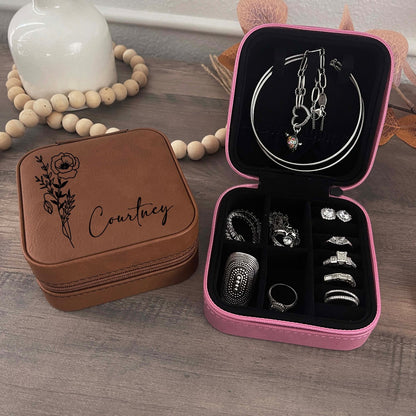 Kids Personalized Travel Jewelry Box Custom Engraved Kids Travel Jewelry  Case