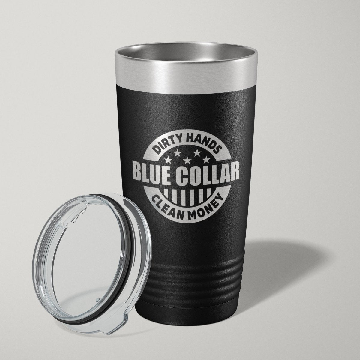 Blue Collar Dirty Hands Clean Money 20oz Laser Engraved Tumbler Travel Mug Tumblers - VividEditions