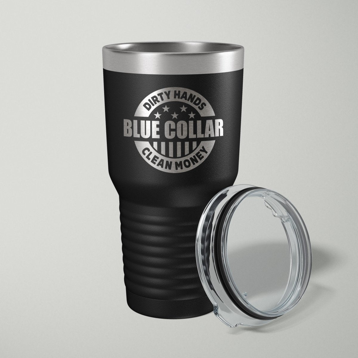 Blue Collar Dirty Hands Clean Money Laser Engraved Tumbler - 30oz Tumblers - VividEditions