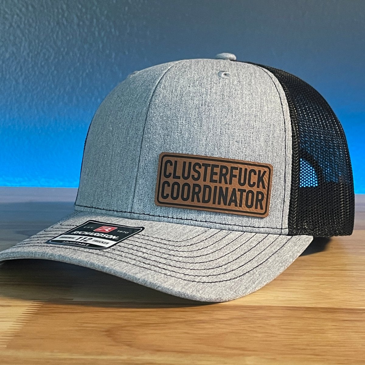 CLUSTERF*UCK COORDINATOR Funny Side Leather Patch Hat – VividEditions