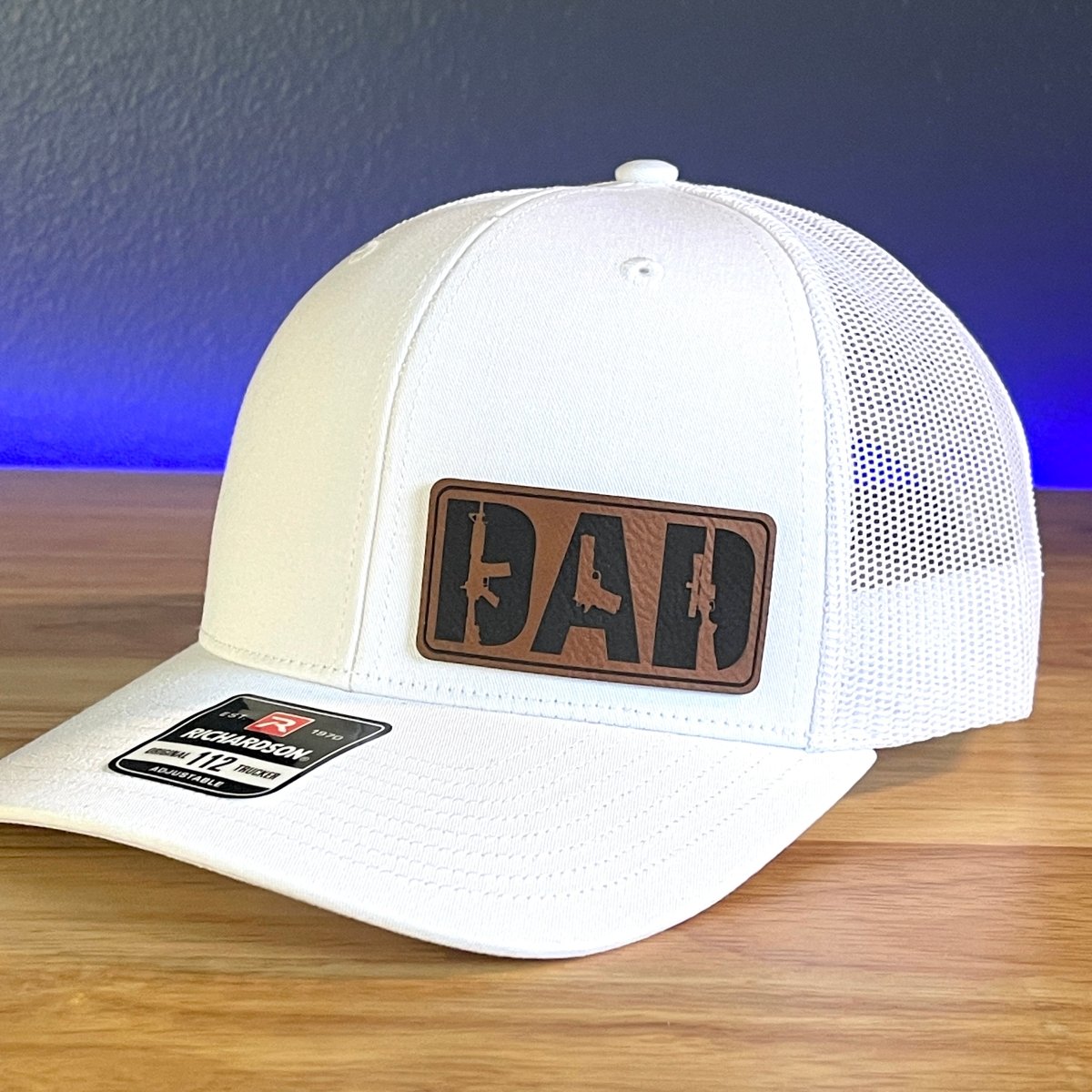 DAD 2nd AMENDMENT 2A Side Leather Patch Trucker Hat White Patch Hat