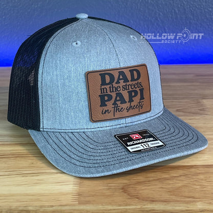 Dad in the Streets, Papi in the Sheets Rectangular Leather Patch Hat Patch Hat