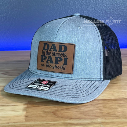 Dad in the Streets, Papi in the Sheets Rectangular Leather Patch Hat Patch Hat