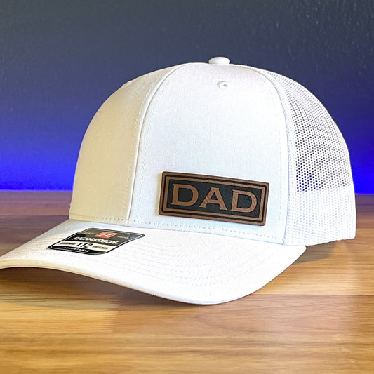 DAD Side Leather Patch Trucker Hat White Patch Hat