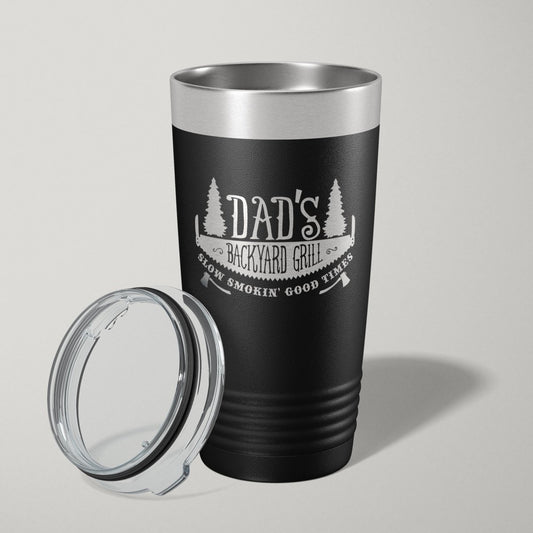 Dad's Backyard BBQ 20oz Laser Engraved Tumbler Travel Mug Tumblers