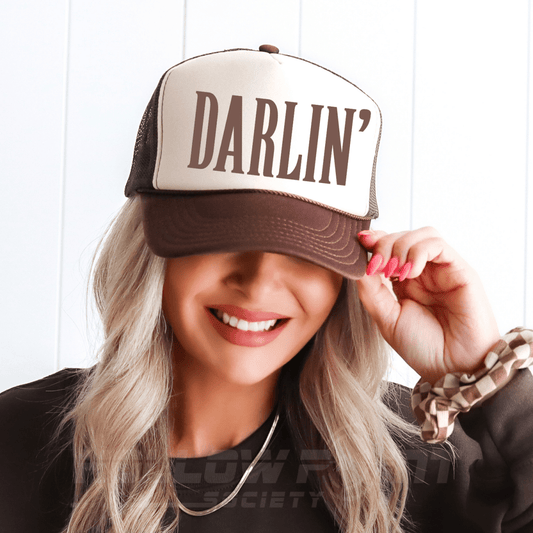 DARLIN' Country Classic Foam Trucker Hat Tan/Brown Trucker Hat