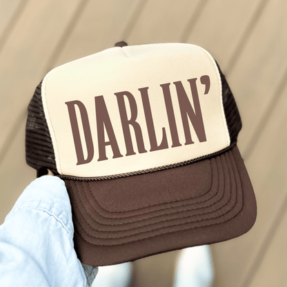 DARLIN' Country Classic Foam Trucker Hat Tan/Brown Trucker Hat