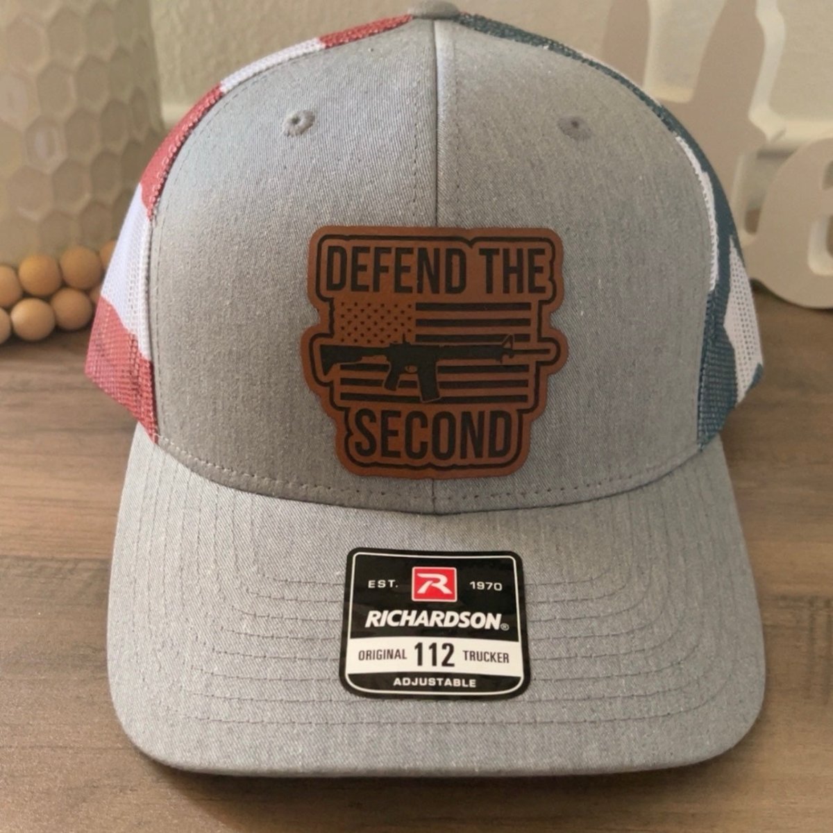 Defend The Second Amendment Flag Leather Patch Hat Stars & Stripes Patch Hat - VividEditions