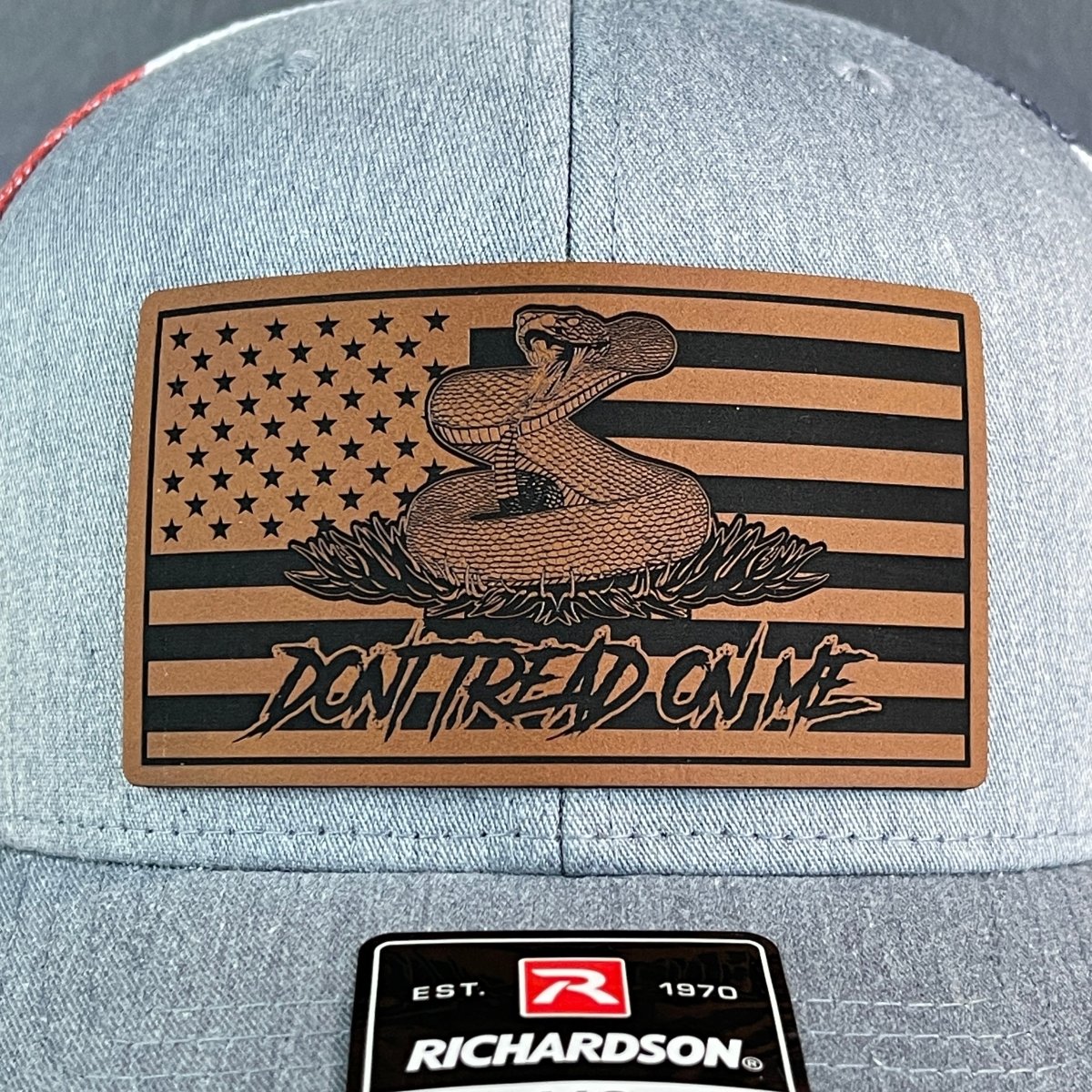 Don't Tread On Me Gadsden American Flag Patriotic Leather Patch SnapBack Trucker Hat Stars & Stripes Patch Hat