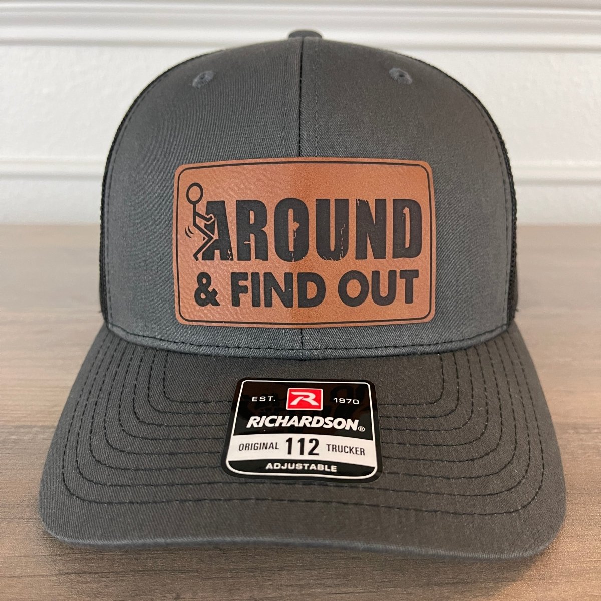 F Around And Find Out Patriotic Leather Patch Hat Charcoal/Black Patch Hat - VividEditions