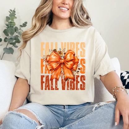 Fall Vibes Bow Ladies Shirt (2 colors) T-Shirt