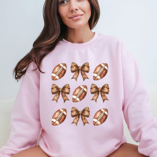 Football Bow Pattern Sweatshirt Coquette Sweater Sweater