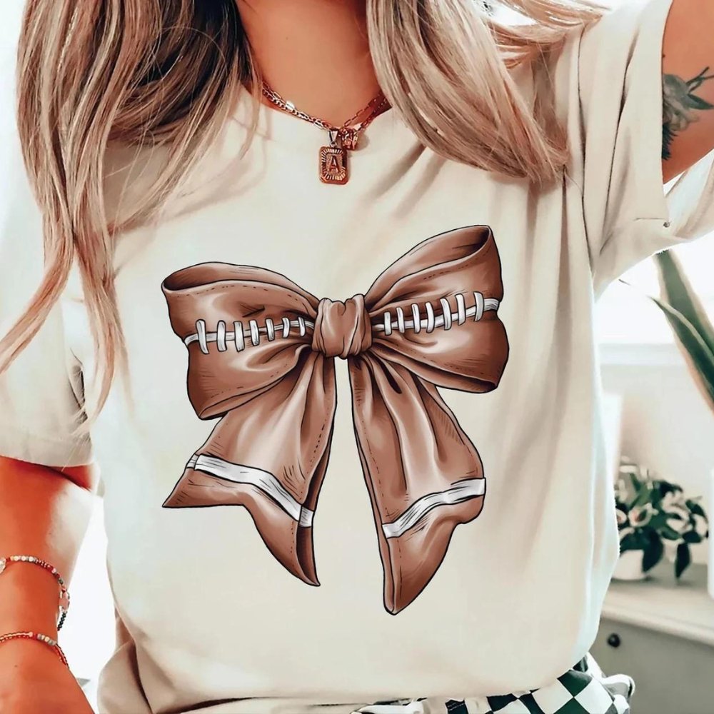 Football Bow Shirt Coquette Tee (4 colors) T-Shirt