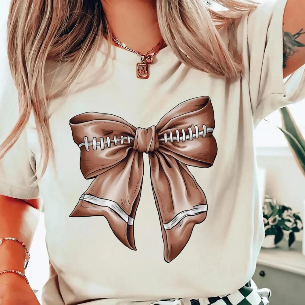 Football Bow Shirt Coquette Tee (4 colors)