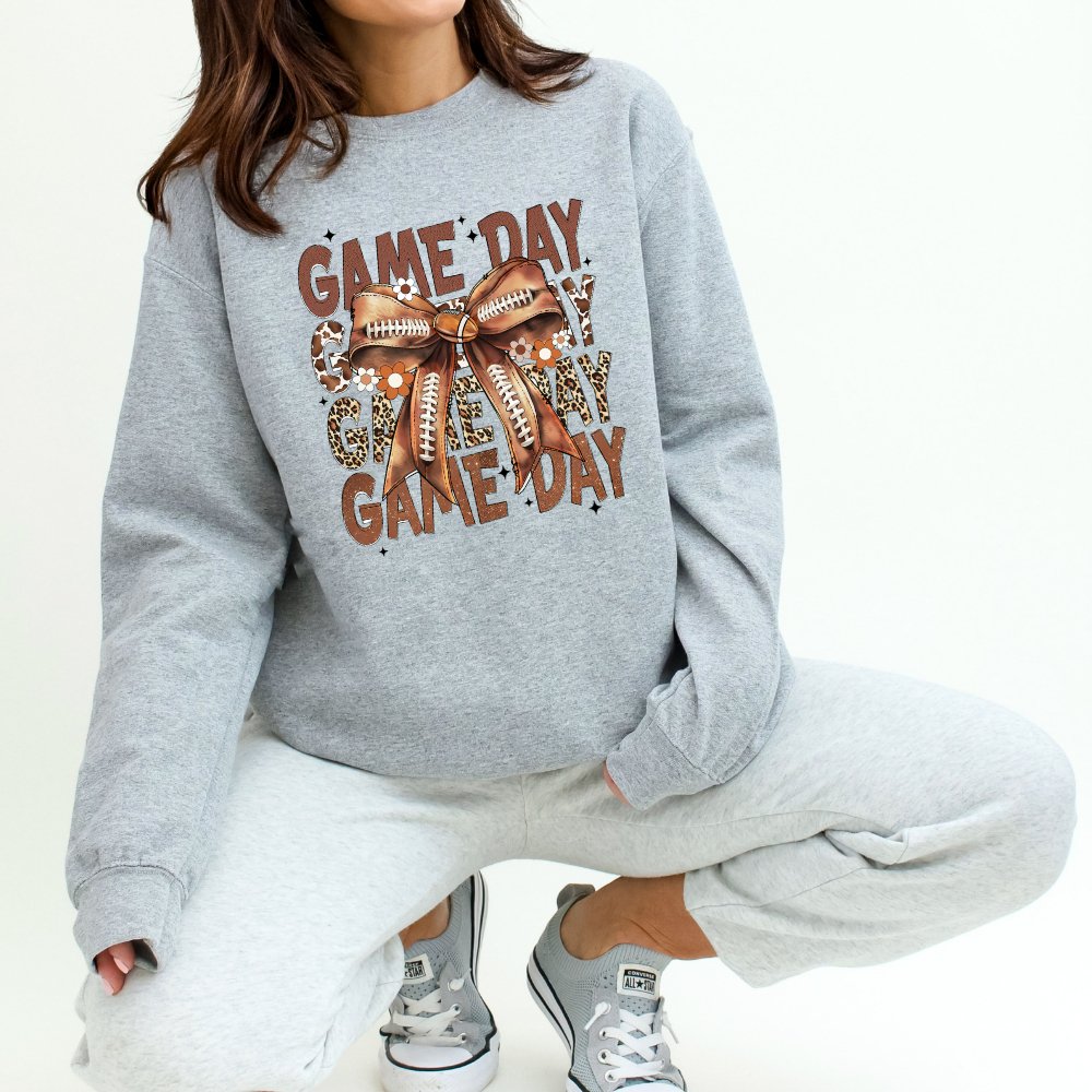 Game Day Football Sweatshirt Coquette Bow Sweater Sweater