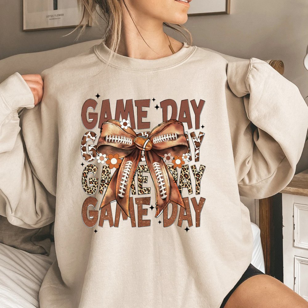 Game Day Football Sweatshirt Coquette Bow Sweater Sweater