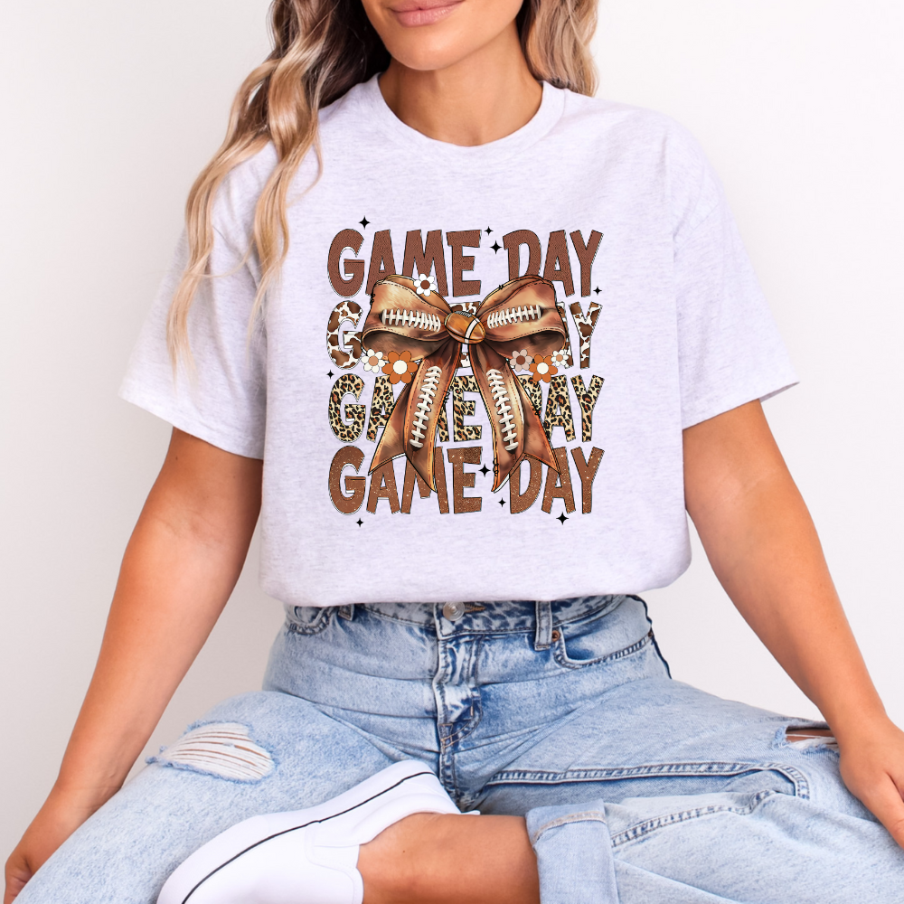 Game Day Football Shirt Coquette Bow Tee (4 colors)