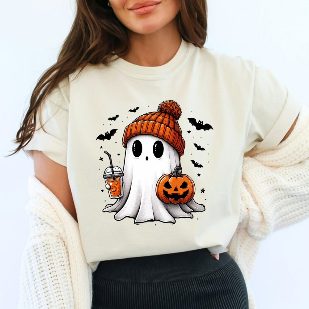 Ghost Holding Coffee Halloween Shirt (3 colors) T-Shirt