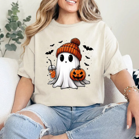 Ghost Holding Coffee Halloween Shirt (3 colors) T-Shirt