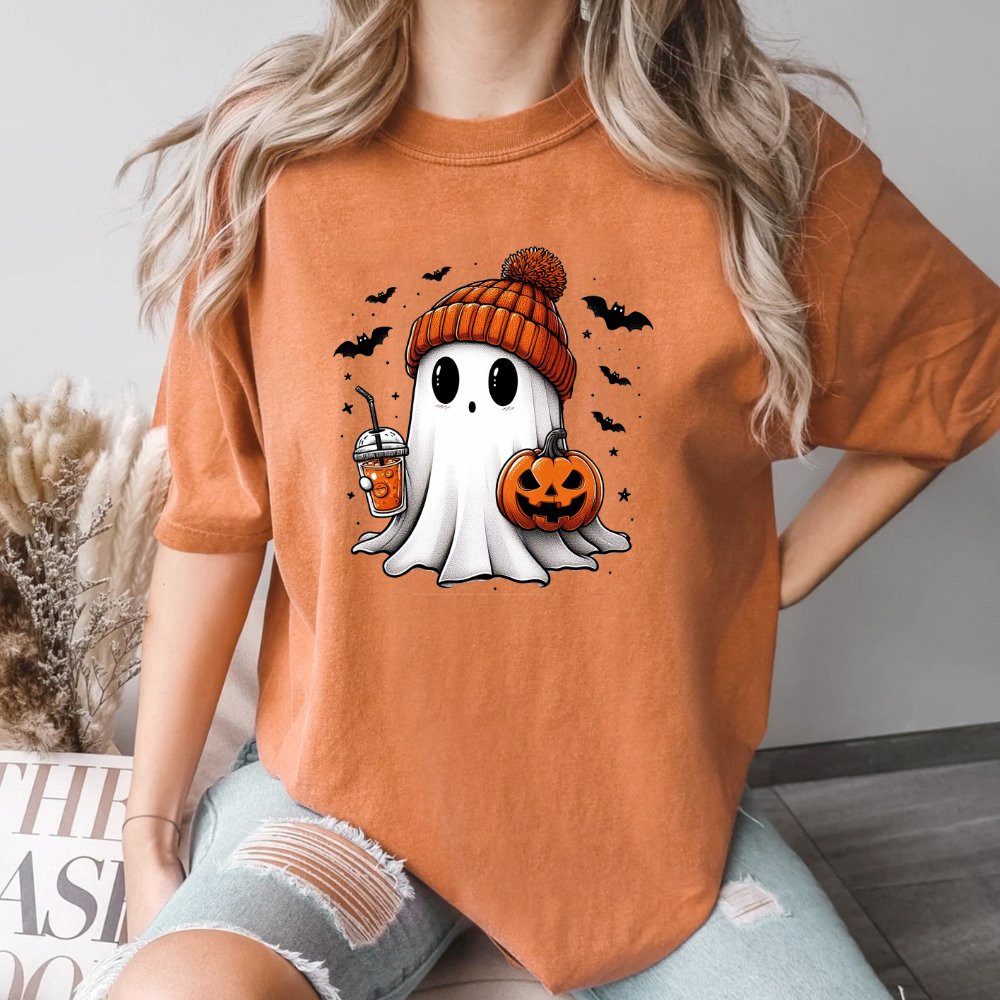 Ghost Holding Coffee Halloween Shirt (3 colors) T-Shirt