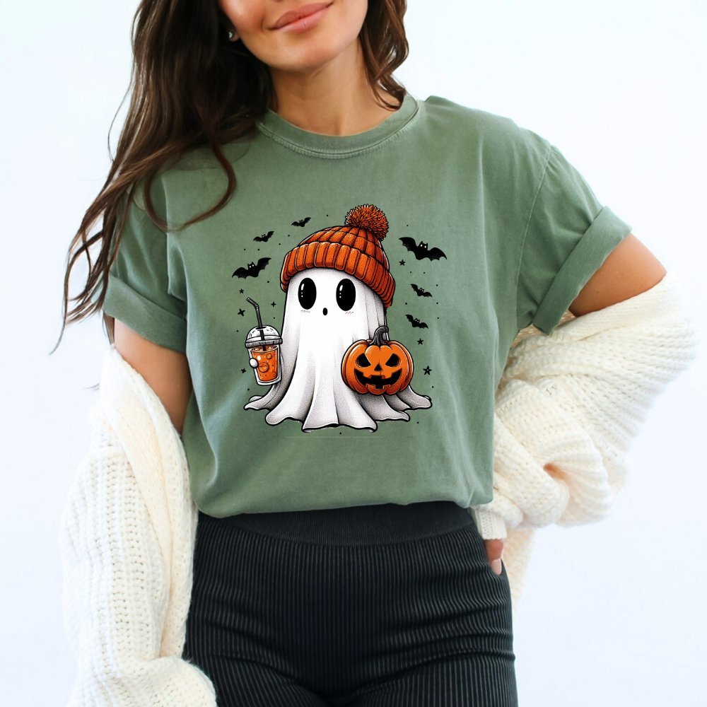 Ghost Holding Coffee Halloween Shirt (3 colors) T-Shirt