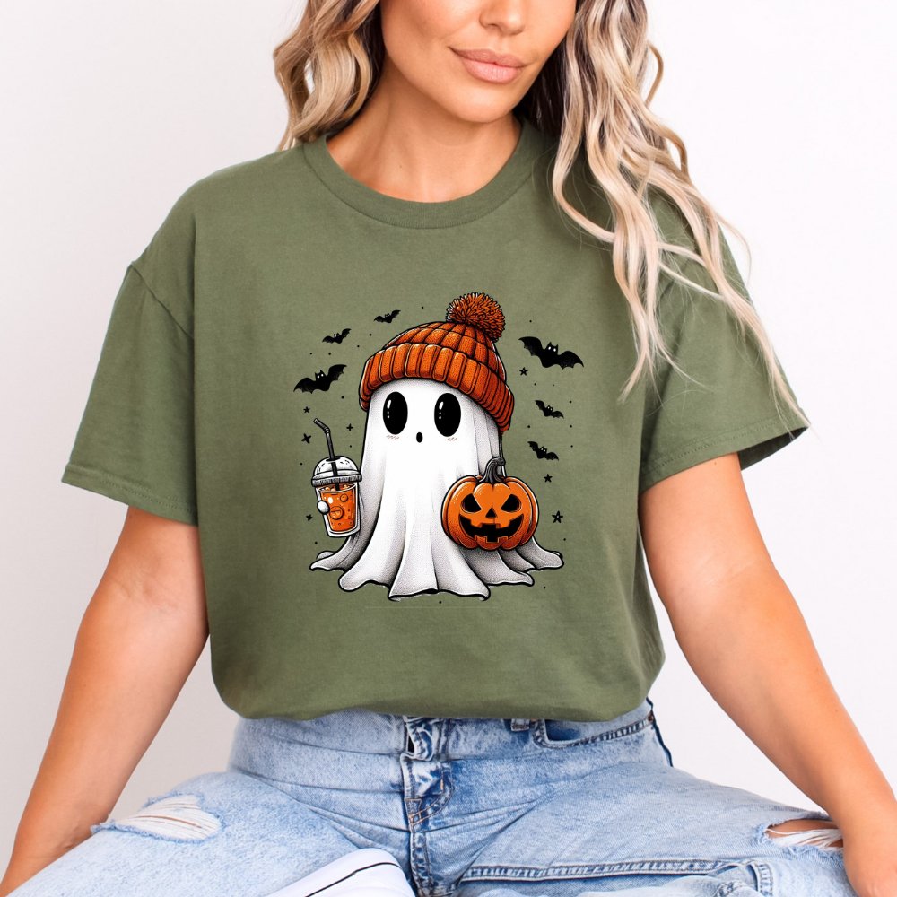 Ghost Holding Coffee Halloween Shirt (3 colors) T-Shirt