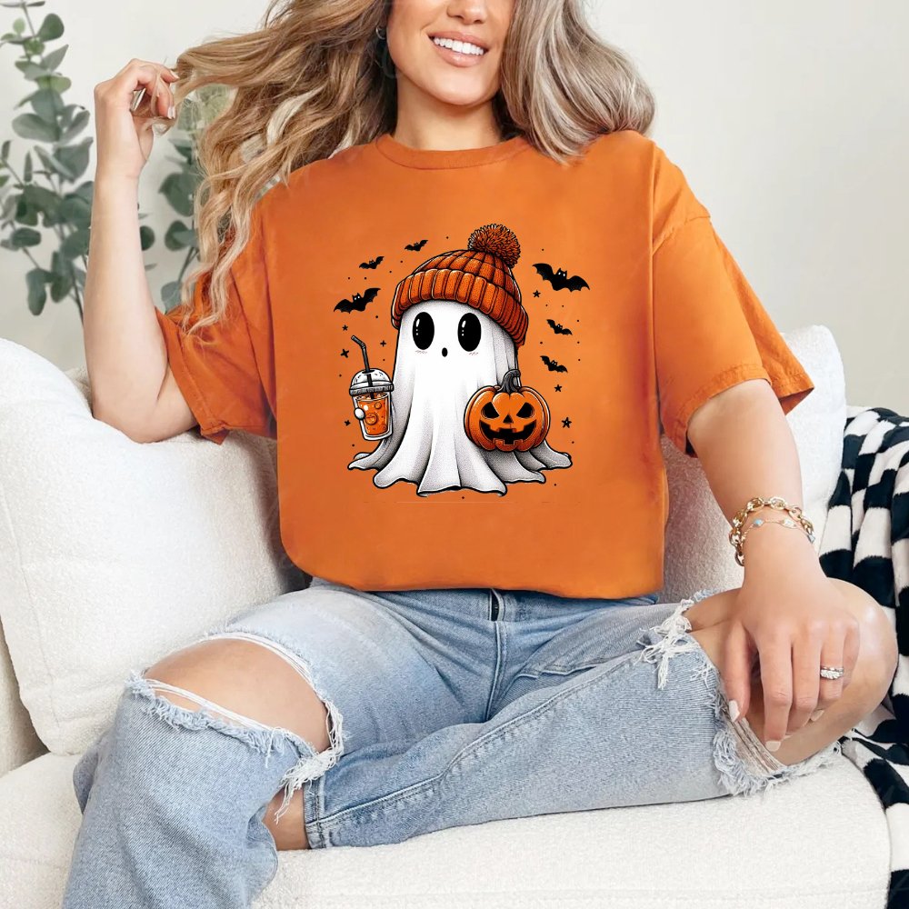 Ghost Holding Coffee Halloween Shirt (3 colors) T-Shirt