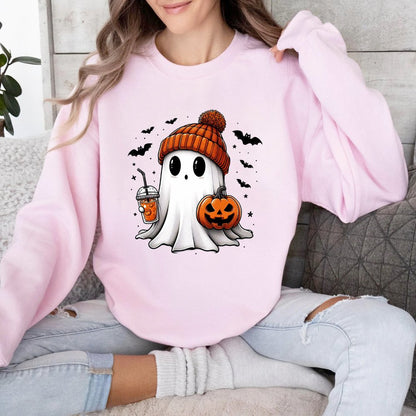 Ghost Holding Coffee Halloween Sweater (3 colors) Sweater