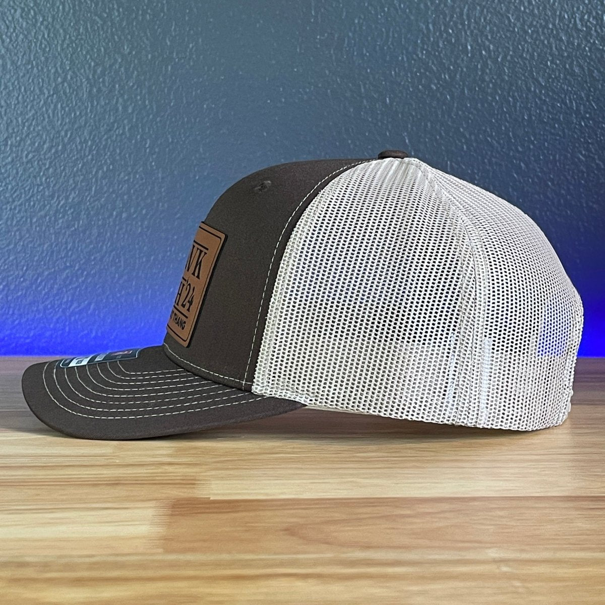 Hawk Tuah Spit On That Thang Viral Leather Patch Hat Brown/Khaki Patch Hat