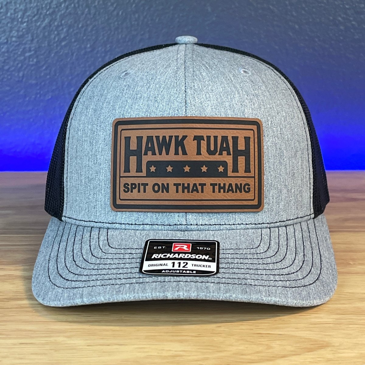 Hawk Tuah Spit On That Thang Viral Leather Patch Hat Rectangular Patch Hat