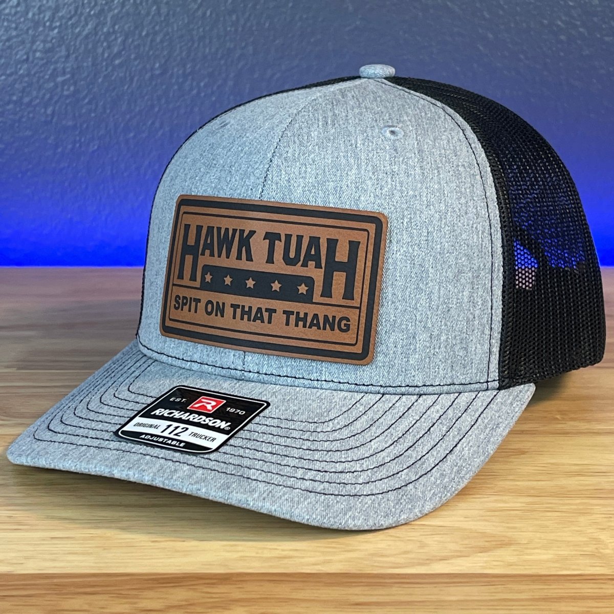 Hawk Tuah Spit On That Thang Viral Leather Patch Hat Rectangular Patch Hat