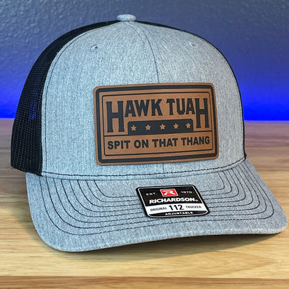 Hawk Tuah Spit On That Thang Viral Leather Patch Hat Rectangular Patch Hat