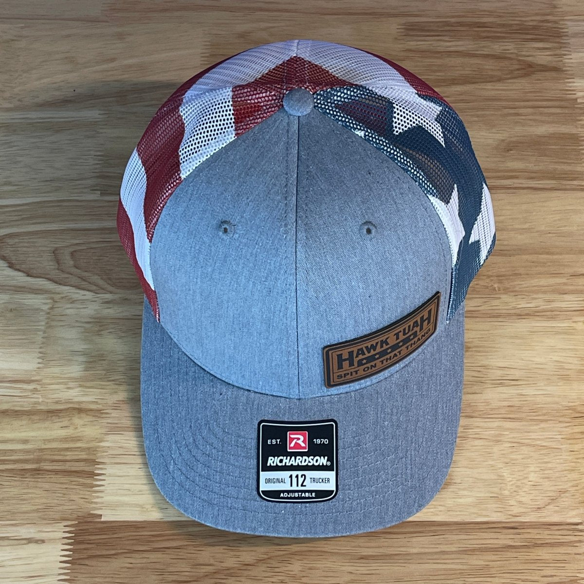 Hawk Tuah Spit On That Thang Viral Leather Side Patch Hat Stars & Stripes Patch Hat