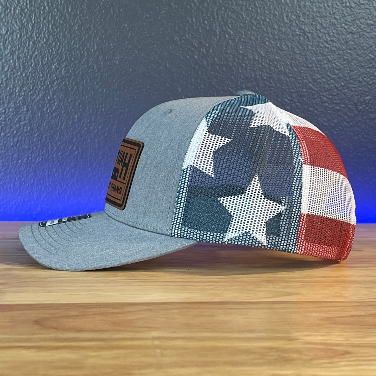 Hawk Tuah Spit On That Thang Viral Rectangular Leather Patch Hat Stars & Stripes Patch Hat