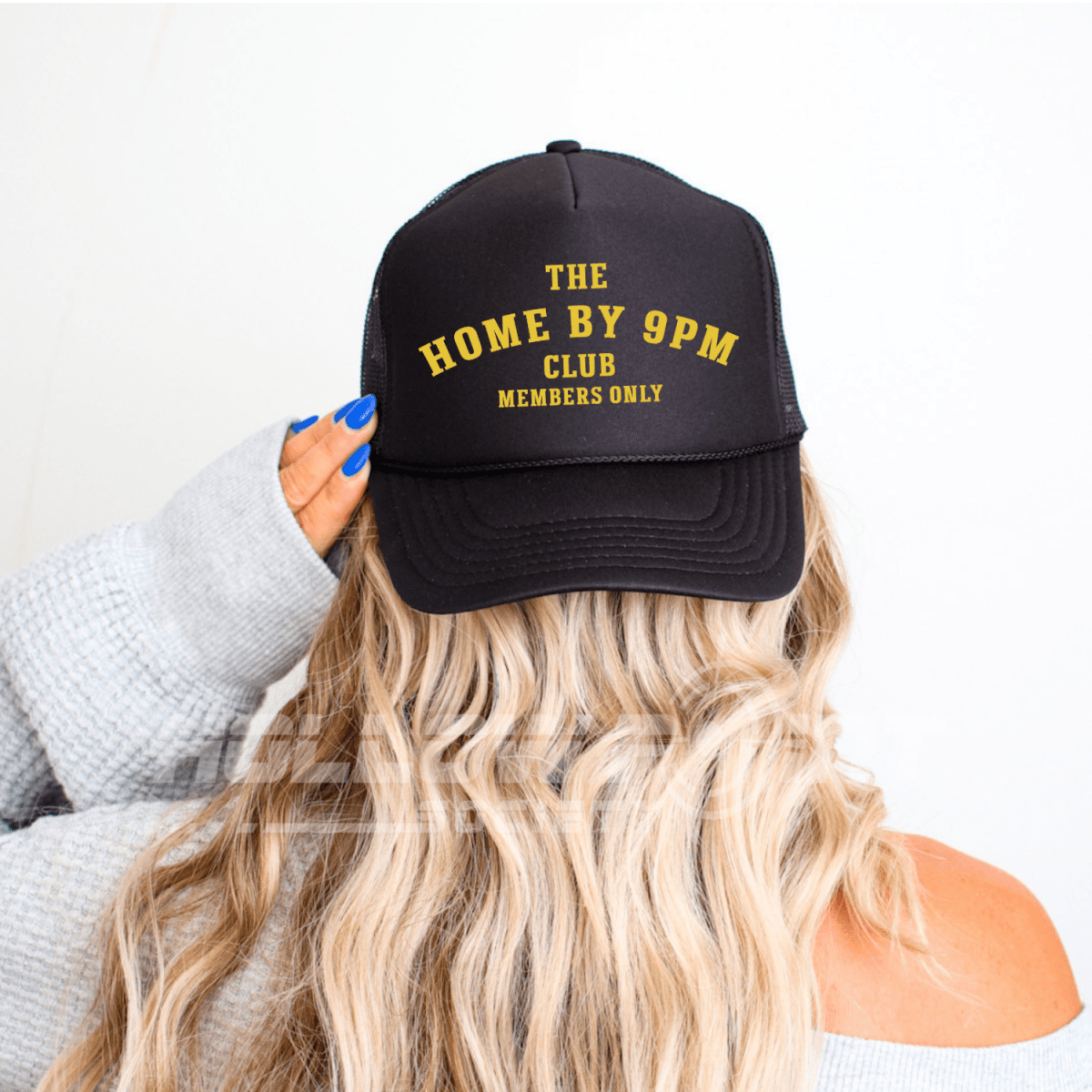 Home By 9pm Club Funny Classic Foam Trucker Hat for Women Black Trucker Hat