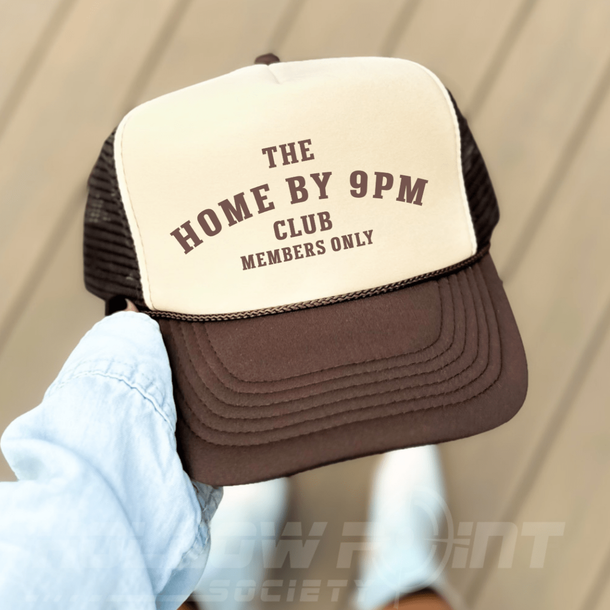 Home By 9pm Club Funny Classic Foam Trucker Hat for Women Tan/Brown Trucker Hat