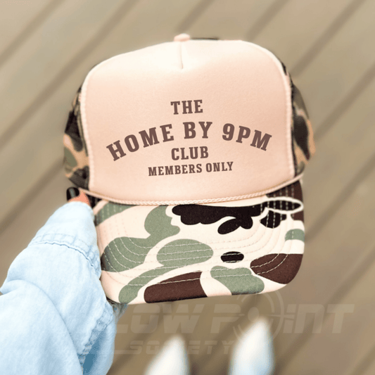 Home By 9pm Club Funny Classic Foam Trucker Hat for Women Trucker Hat