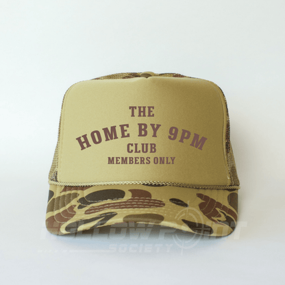 Home By 9pm Club Funny Classic Foam Trucker Hat for Women Trucker Hat