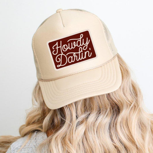 Howdy Darlin' Country Classic Foam Trucker Hat Khaki Trucker Hat