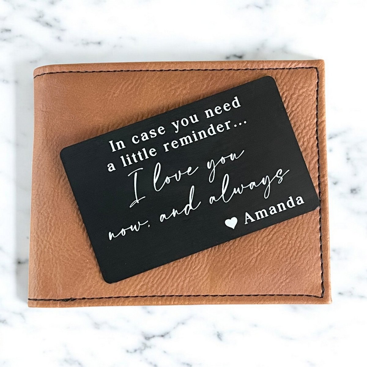 I Love You Now & Always Personalized Engraved Metal Wallet Card - Valentine Gift for Boyfriend or Husband Wallet Card