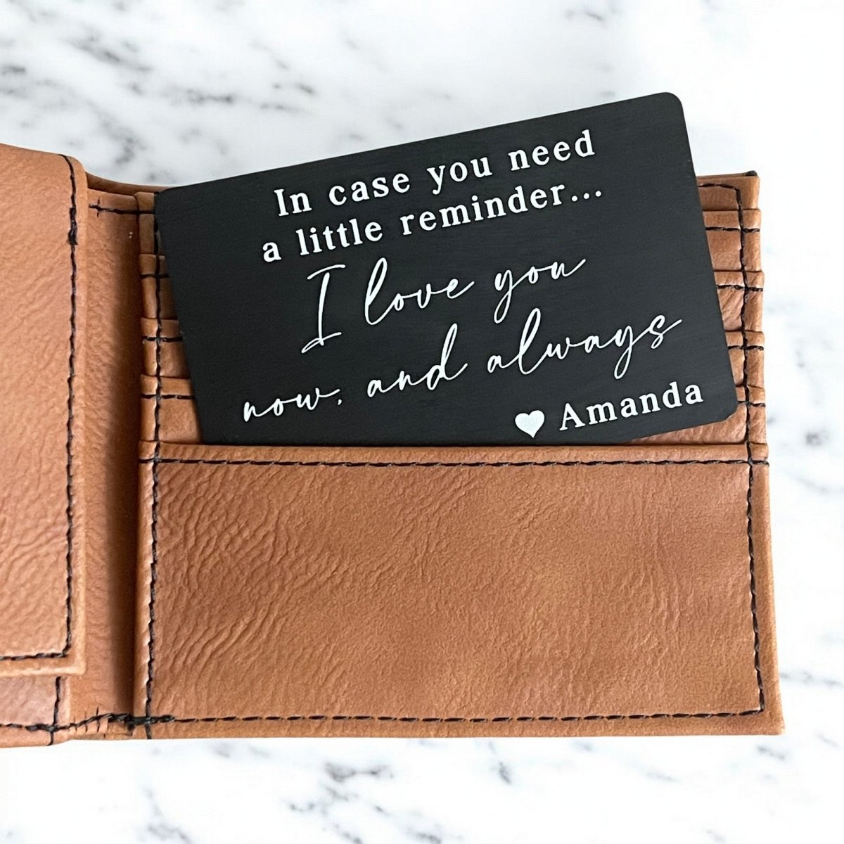 I Love You Now & Always Personalized Engraved Metal Wallet Card - Valentine Gift for Boyfriend or Husband Wallet Card