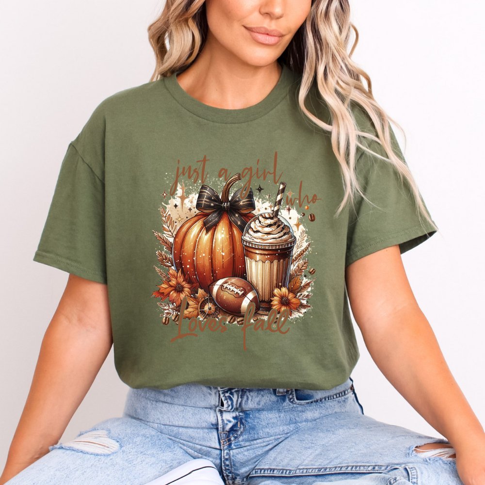 Just a Girl Who Loves Fall Ladies Football Shirt (5 colors) T-Shirt