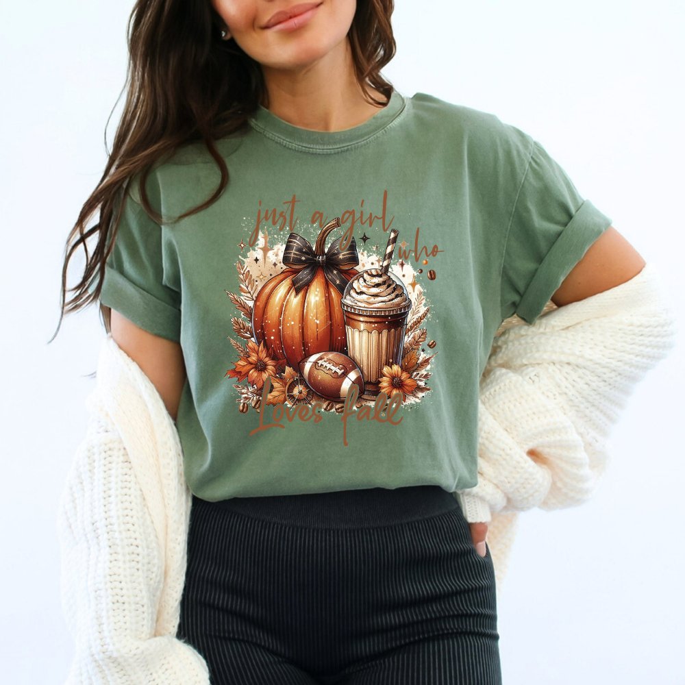 Just a Girl Who Loves Fall Ladies Football Shirt (5 colors) T-Shirt