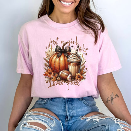 Just a Girl Who Loves Fall Ladies Football Shirt (5 colors) T-Shirt