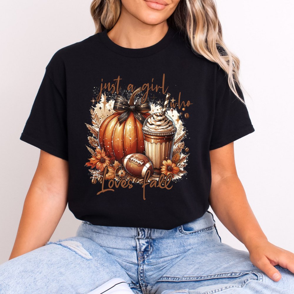 Just a Girl Who Loves Fall Ladies Football Shirt (5 colors) T-Shirt