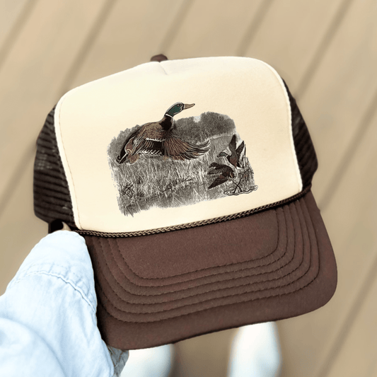 Mallard Duck Hunting Classic Foam Trucker Hat Tan/Brown Trucker Hat