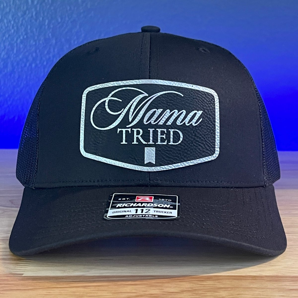 MAMA TRIED Funny Leather Patch Hat Black Patch Hat