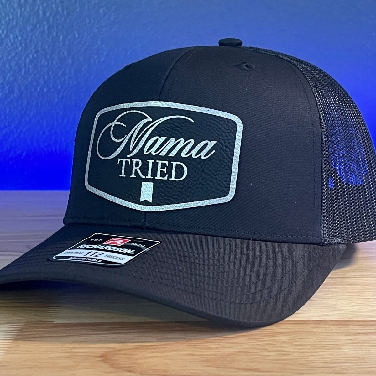 MAMA TRIED Funny Leather Patch Hat Black Patch Hat