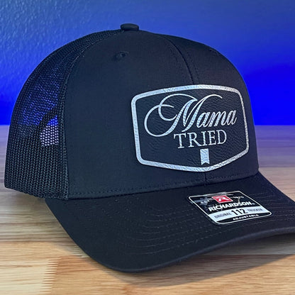 MAMA TRIED Funny Leather Patch Hat Black Patch Hat