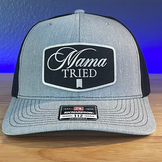 MAMA TRIED Funny Leather Patch Hat Black/Silver Patch Hat